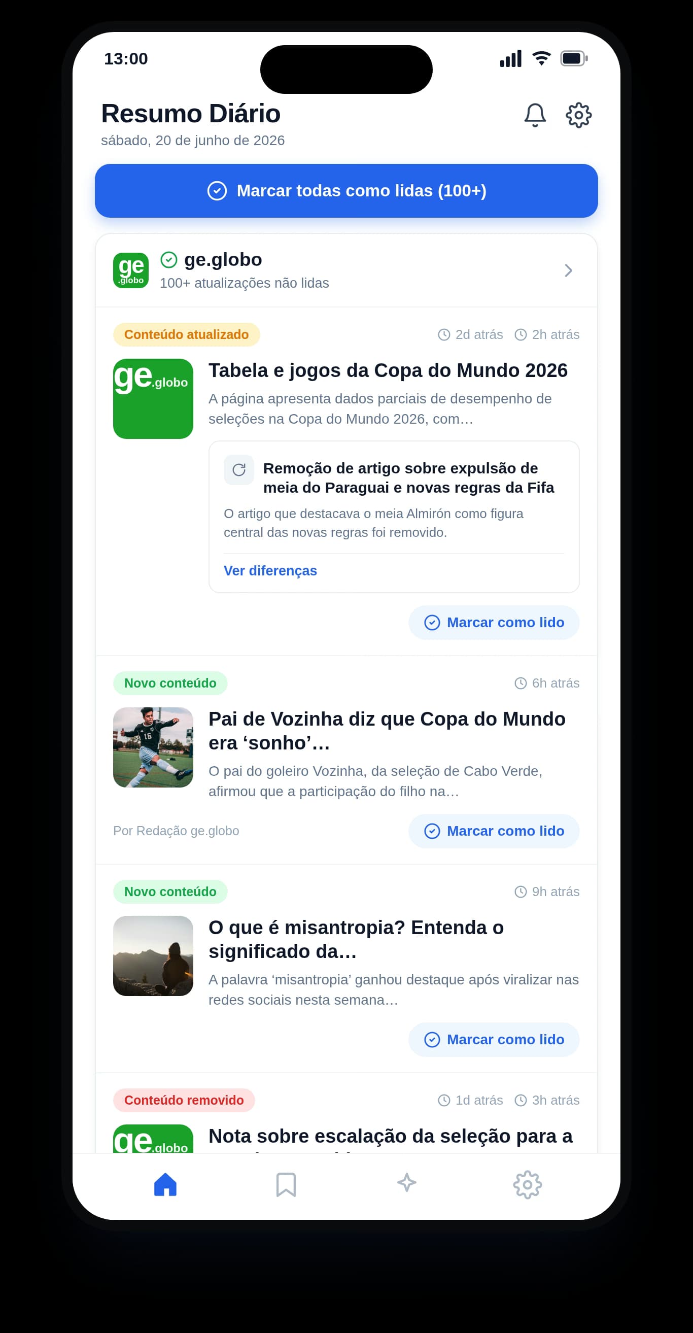 Captura de tela do app em um iPhone