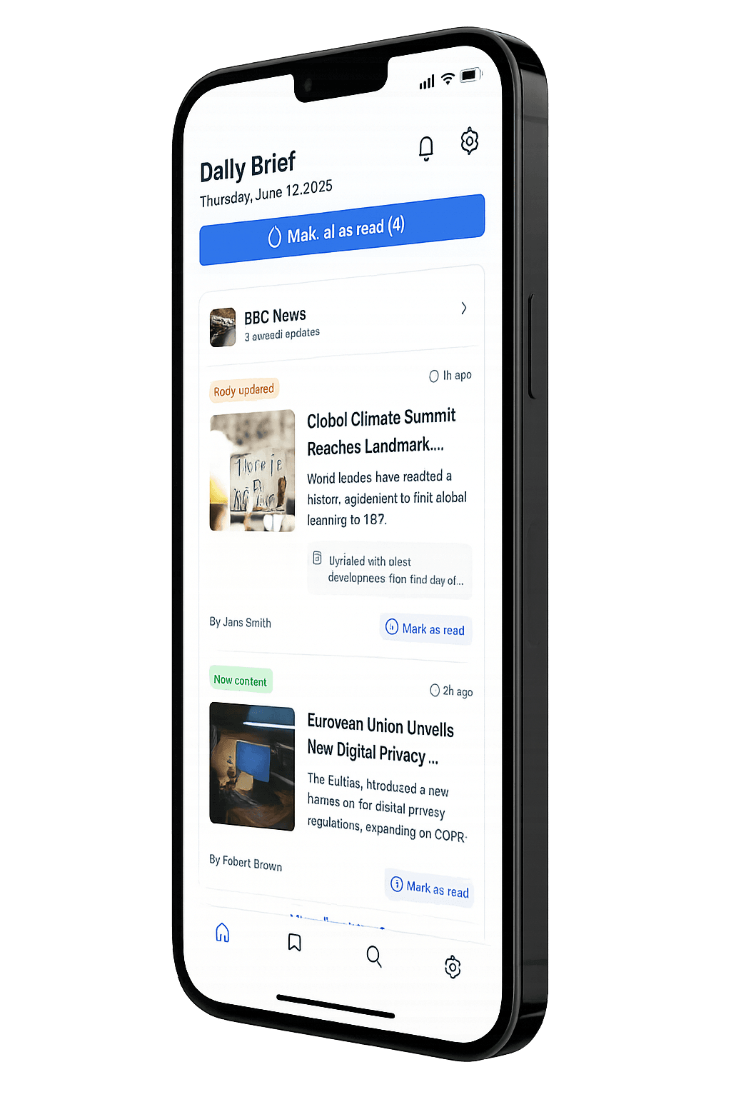 Screenshot of the app on an iPhone